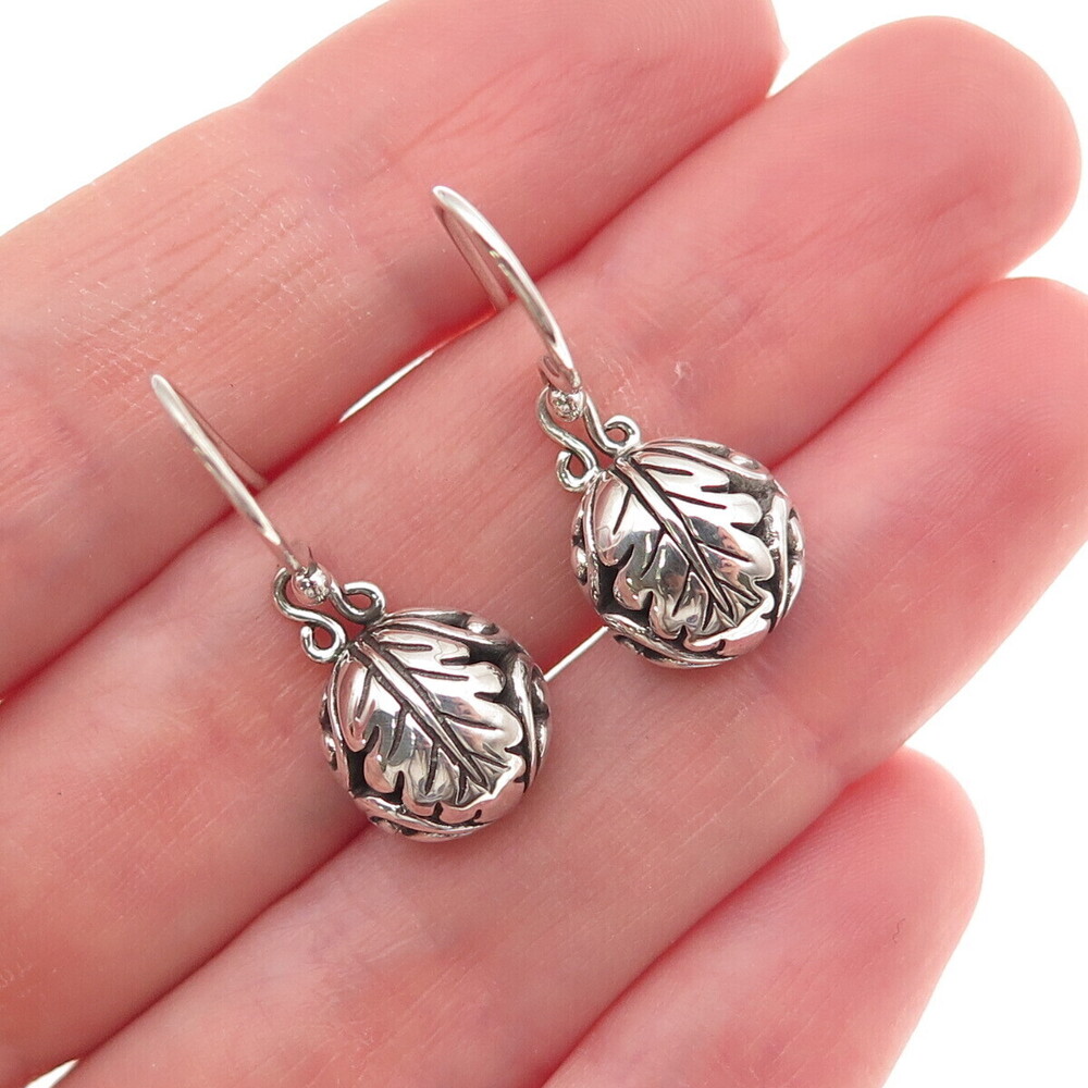 ATI Annika Witt 925 Sterling Silver Vintage Floral Oxidized Dangle Earrings